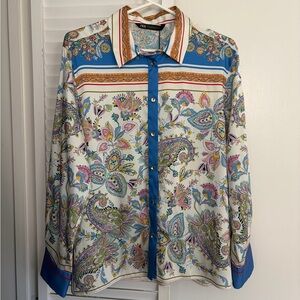 Zara Women's Multicolor Paisley Button Down Shirt